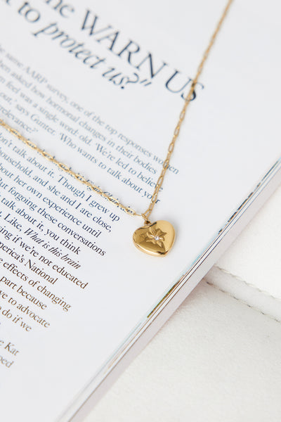 18K Gold Plated Starred Heart Necklace