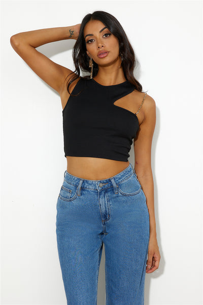 Touch Of Gold Crop Top Black