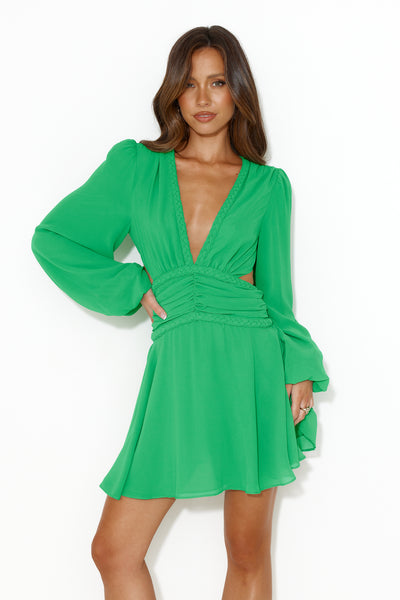 RUNAWAY Brady Long Sleeve Mini Dress Green