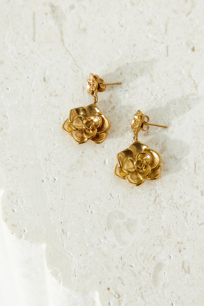 18k Gold Plated Full Bloom Earrings Gold