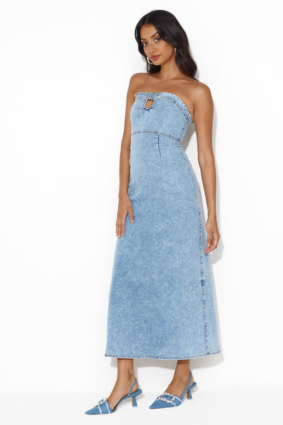 Choice Is Yours Strapless Maxi Dress Denim