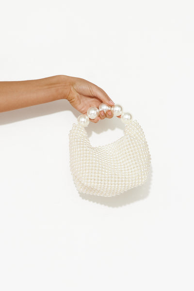 Statements Of Opulence Pearl Bag White