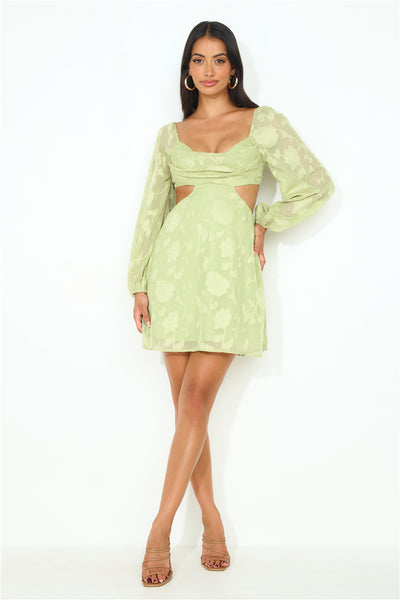 Dainty Long Sleeve Mini Dress Green