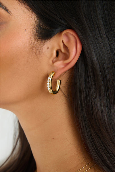 18k Gold Plated Sultry Hoop Earrings Gold