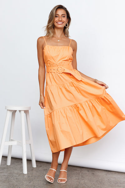 Tropicana Cool Midi Dress Orange