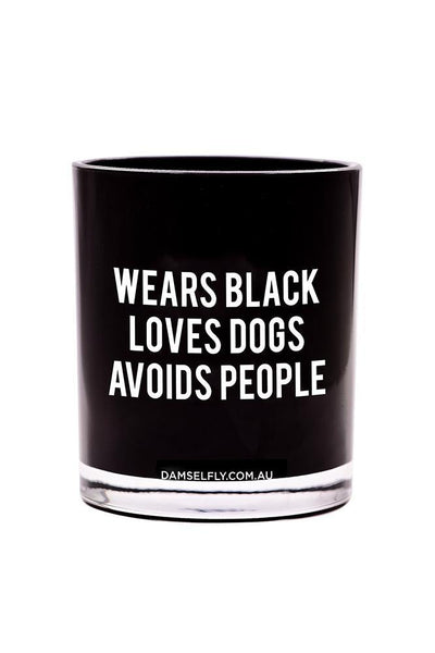 DAMSELFLY COLLECTIVE Wears Black, Avoids People Candle | Hello Molly USA