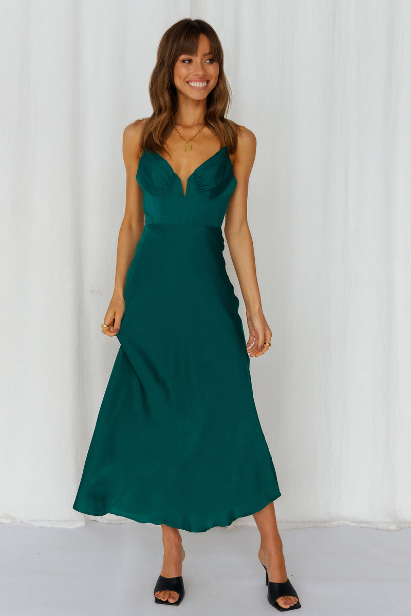 No Missing Kisses Midi Dress Forest Green | Hello Molly