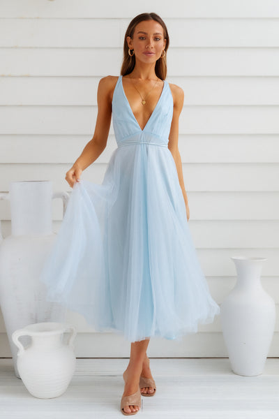Summer Cinderella Midi Dress Blue