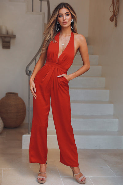 All To Yourself Jumpsuit Red
