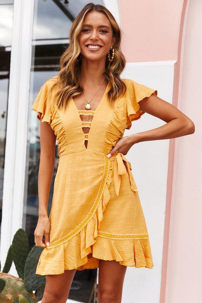 Get To Loving You Dress Mustard | Hello Molly USA