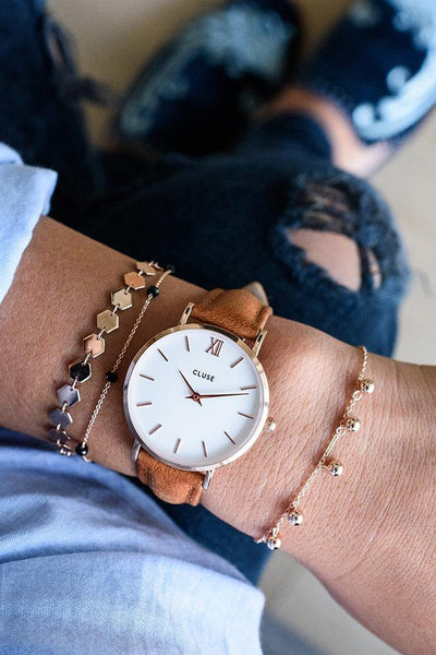 CLUSE Minuit Watch Rose Gold White/Caramel | Hello Molly USA