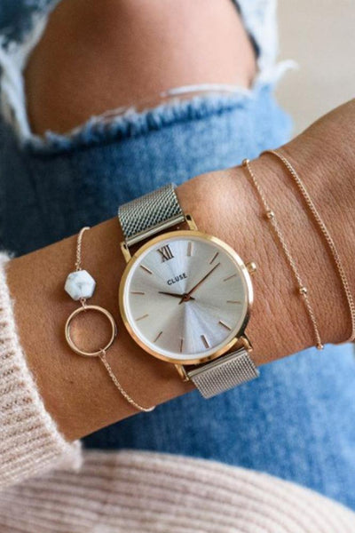 CLUSE Minuit Mesh Watch Rose Gold/Silver | Hello Molly USA