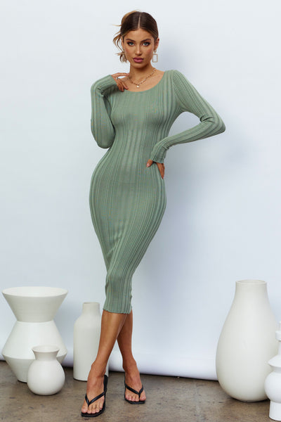 Caged In Midi Dress Green