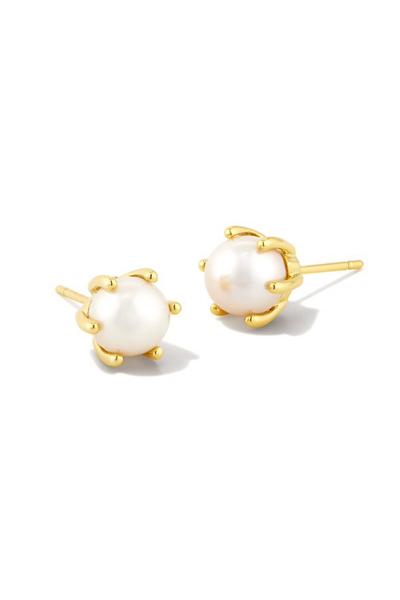KENDRA SCOTT Ashton Stud Earrings Gold White Pearl