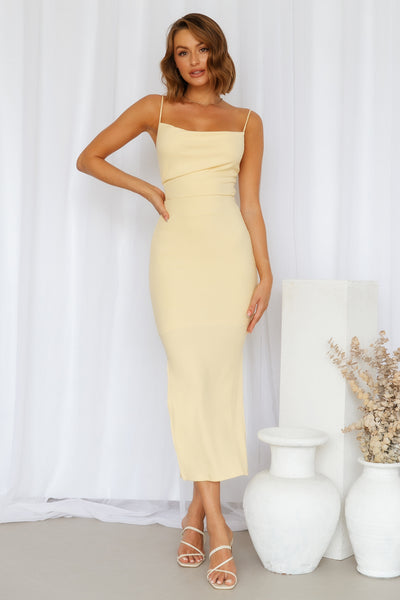 Rooftop Martinis For Two Midi Dress Yellow