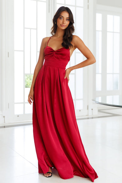 Drinks All The Time Maxi Dress Red