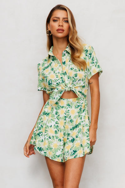 Peaceful Sunsets Romper Green
