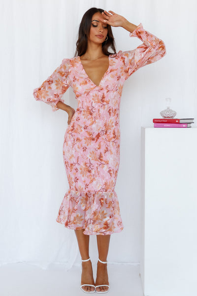 Stories From The Garden Midi Dress Pink