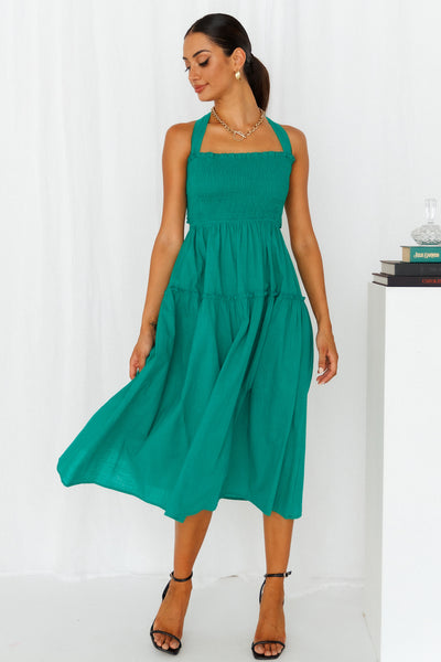 Limelight Shine Midi Dress Green