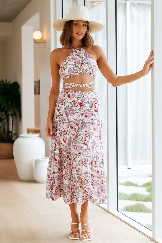 Women Floral Print Tops Skirts Two Piece Set  Two piece dress, Maxi skirt  crop top, Floral print skirt