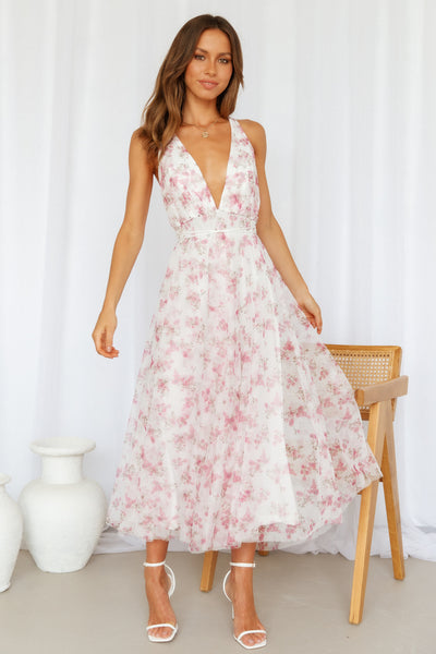 Fly With Me Girl Midi Dress Pink