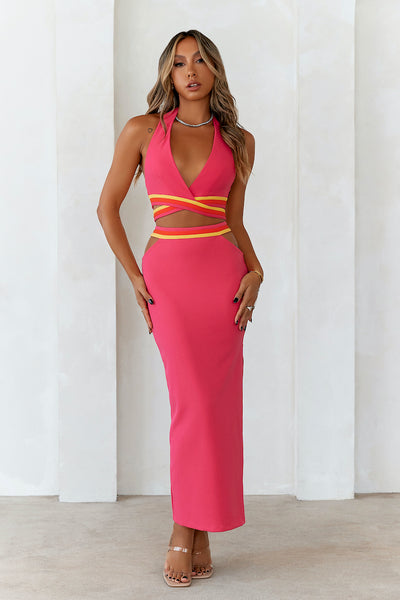 HELLO MOLLY Miami Sunset Strip Maxi Skirt Pink