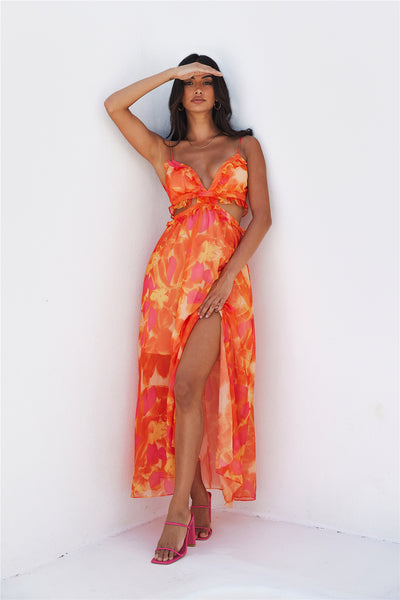 Luxe Resort Style Maxi Dress Orange