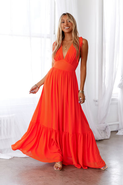 HELLO MOLLY Stand Out Heart Maxi Dress Bright Red