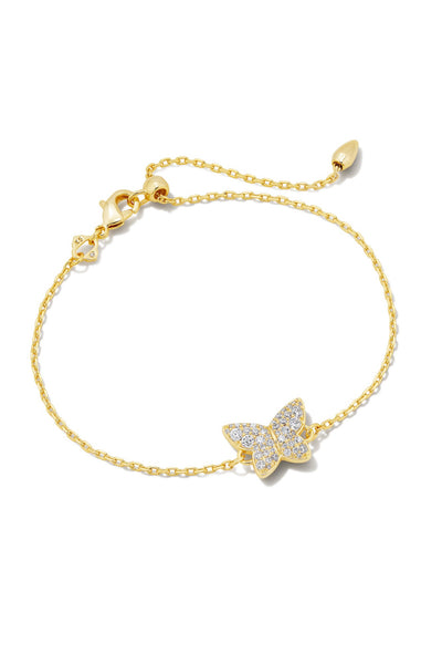 KENDRA SCOTT Lillia Crystal Butterfly Delicate Chain Bracelet Gold White Crystal