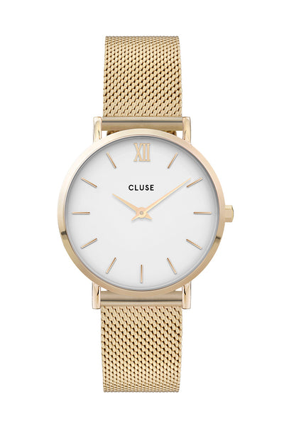 CLUSE Minuit Mesh Watch White Gold