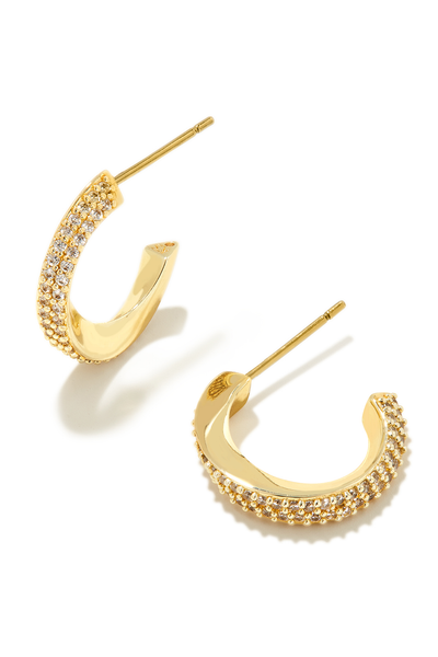 KENDRA SCOTT Ella Huggie Earrings Gold White Crystal