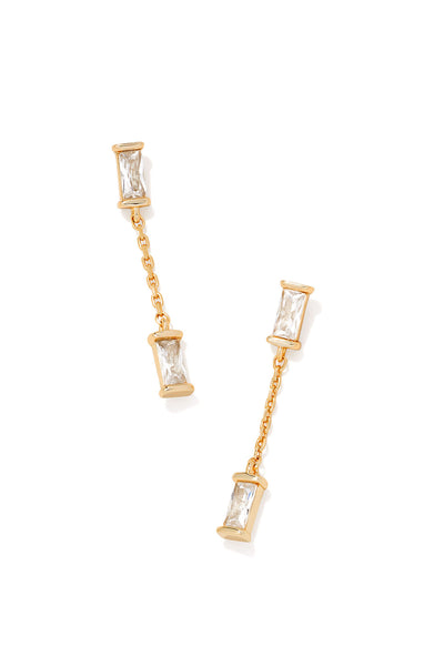 KENDRA SCOTT Juliette Gold Drop Earrings White Crystal