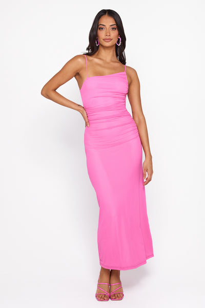 Fit To Love Mesh Maxi Dress Pink