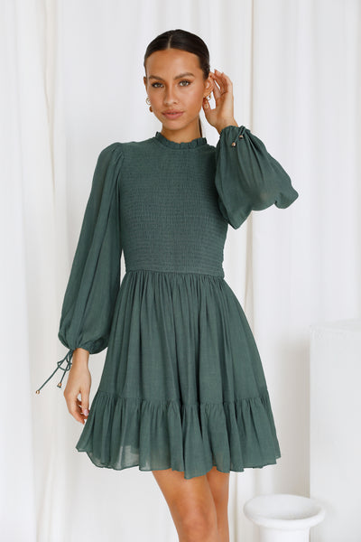 Old Tale Dress Forest Green