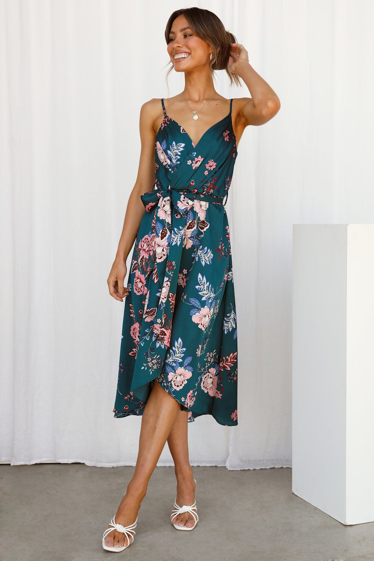 Falling In Style Midi Dress Forest Green | Hello Molly