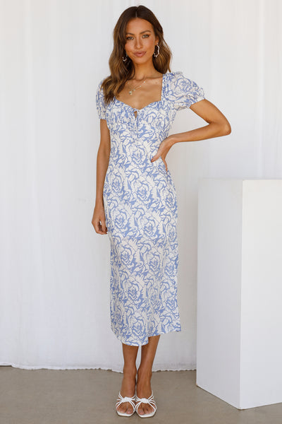 Dreaming In The Clouds Midi Dress Blue