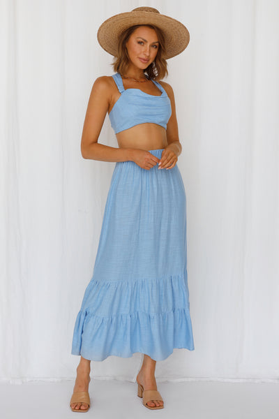 Angelic Vibes Maxi Skirt Blue