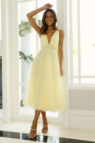 Summer Cinderella Midi Dress Lemon