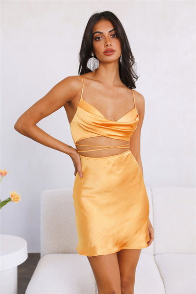 Wined Out Satin Dress Golden