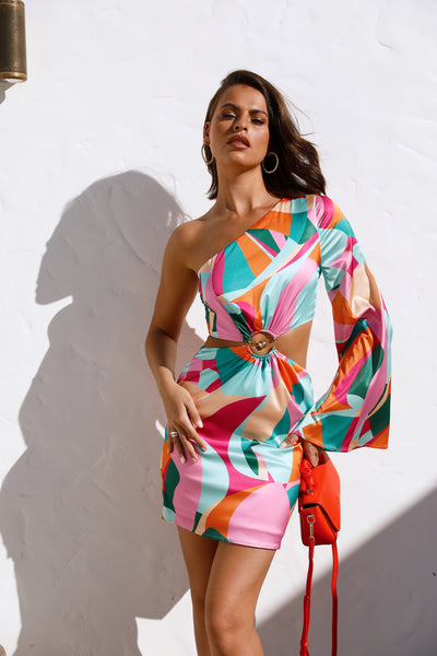 RUNAWAY Mariposa Drape Dress Multicolour