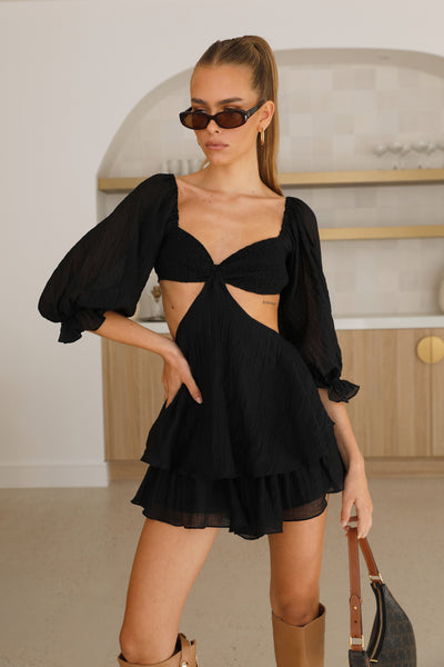 Wrapped Tightly Romper Black