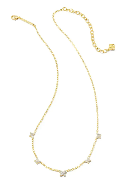 KENDRA SCOTT Lillia Crystal Butterfly Strand Necklace Gold White Crystal