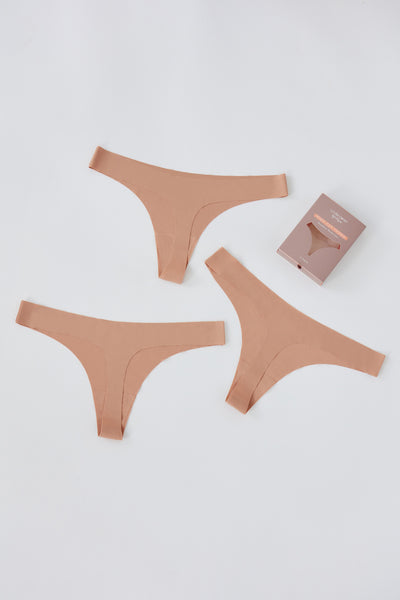 UNDERCOVER Style Helpers Seamless High Cut Thong Latte 3 Pack