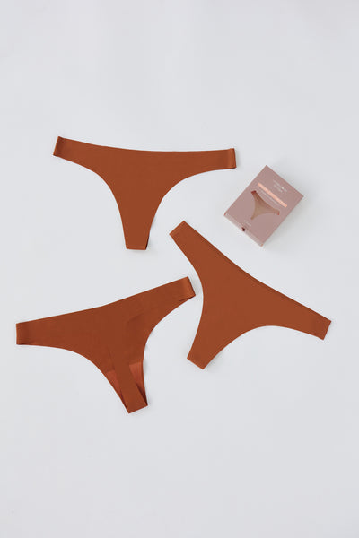 UNDERCOVER Style Helpers Seamless High Cut Thong Chestnut 3 Pack