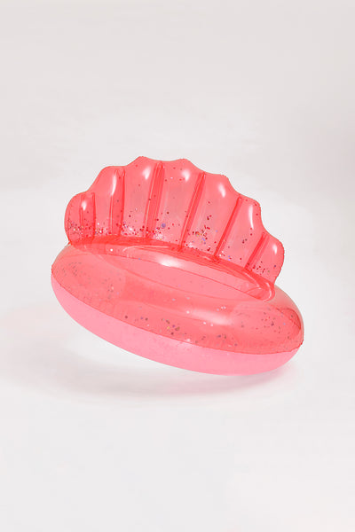 SUNNYLIFE Luxe Pool Ring Shell Neon Coral