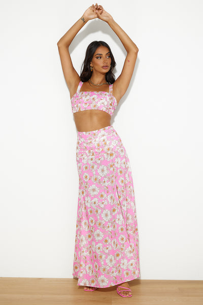 Dancing Under The Glow Maxi Skirt Pink
