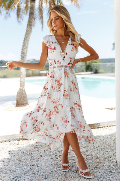 Drinks By The Water Midi Dress White