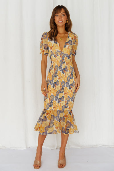 Everything In Between Midi Dress Yellow