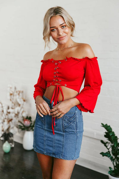 Flip The Switch Crop Top Red | Hello Molly USA