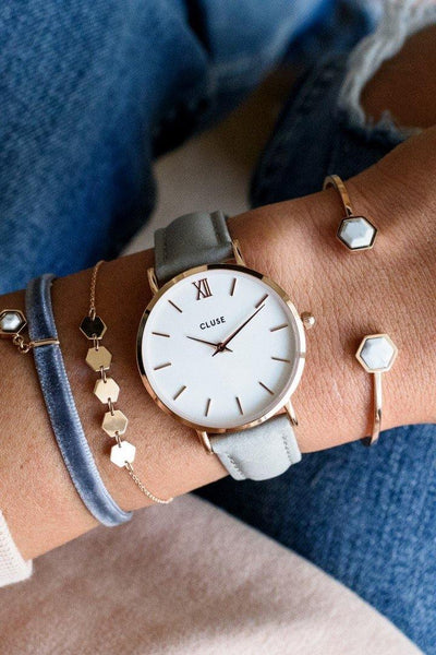 CLUSE Minuit Watch Rose Gold White/Grey | Hello Molly USA
